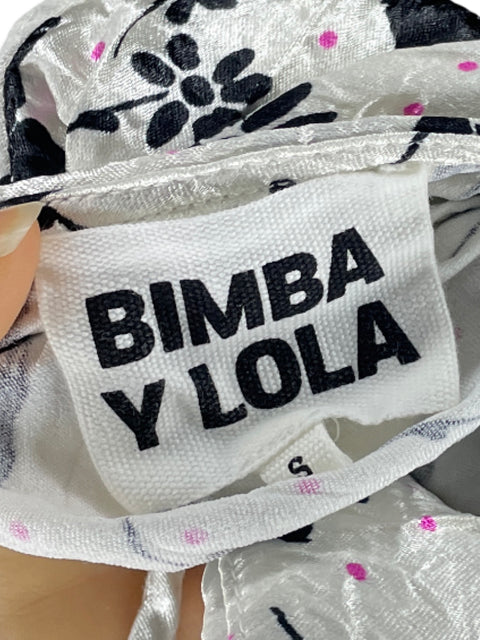 Vestido Bimba y Lola Mangas Puff Flores Blanco - Talla S