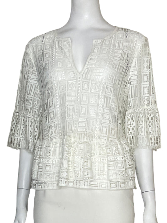 Blusa BCBG Maxazria Encaje Blanco-Talla M