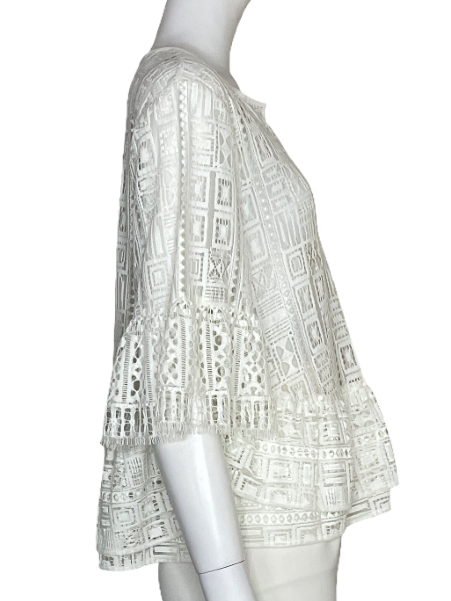 Blusa BCBG Maxazria Encaje Blanco-Talla M