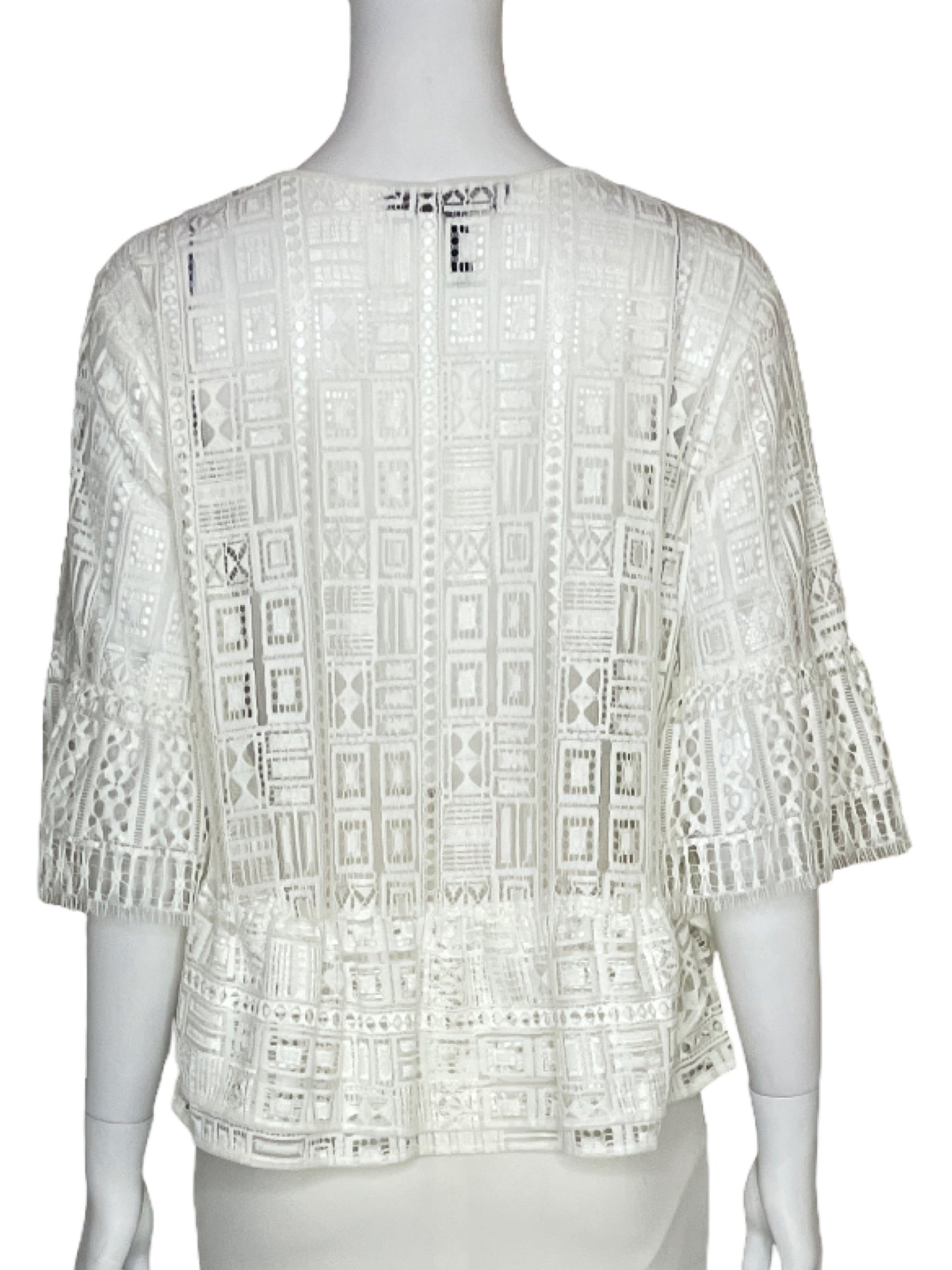 Blusa BCBG Maxazria Encaje Blanco-Talla M