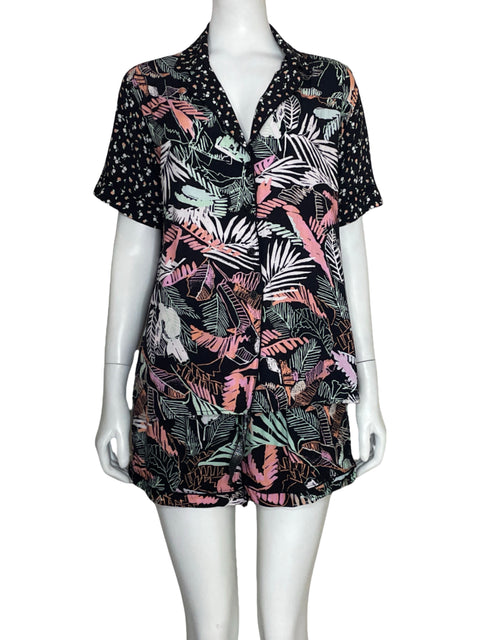 Set Tesoro TPS Estampado Hojas Negro.Talla M