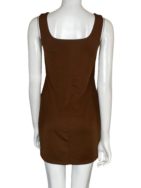 Vestido A New Day Mini Acanalado Marrón-Talla XS