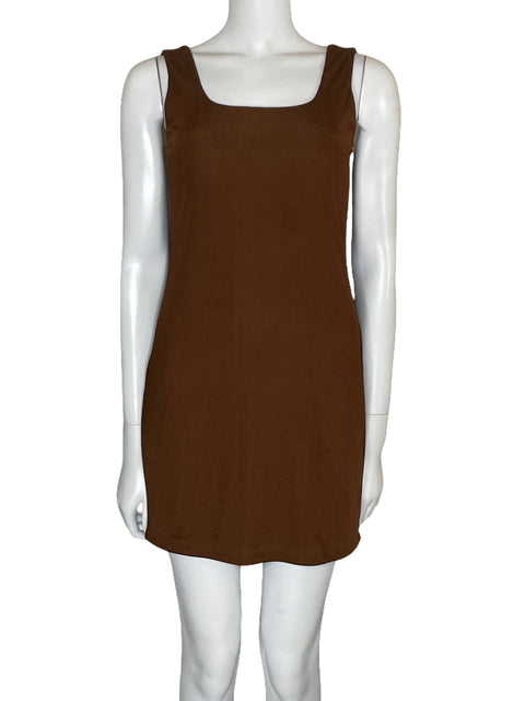 Vestido A New Day Mini Acanalado Marrón-Talla XS