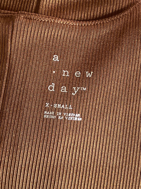 Vestido A New Day Mini Acanalado Marrón-Talla XS