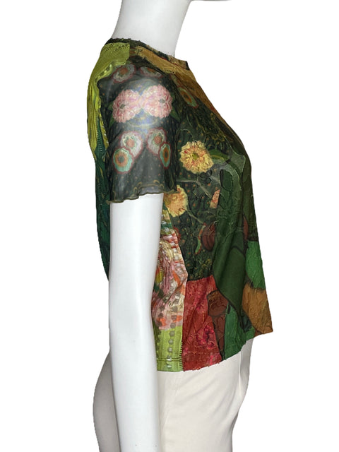 Top Desigual Print Manga Corta Verde-Talla M