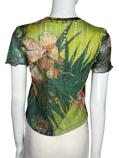 Top Desigual Print Manga Corta Verde-Talla M