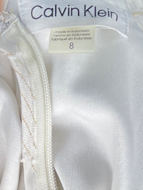 Vestido Calvin Klein Midi Brillante Blanco - Talla 8