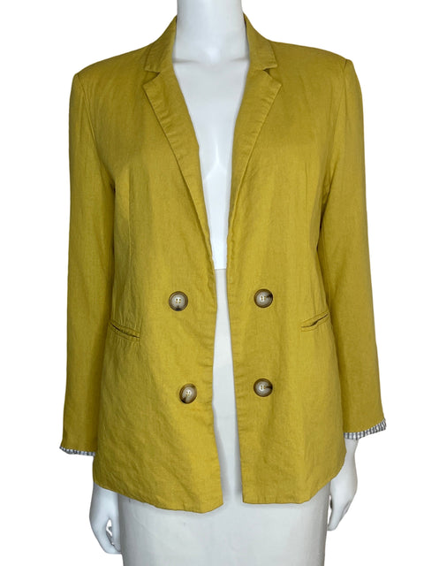Blazer Halston Lino Bolsillos Amarillo-Talla M
