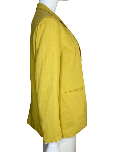 Blazer Halston Lino Bolsillos Amarillo-Talla M