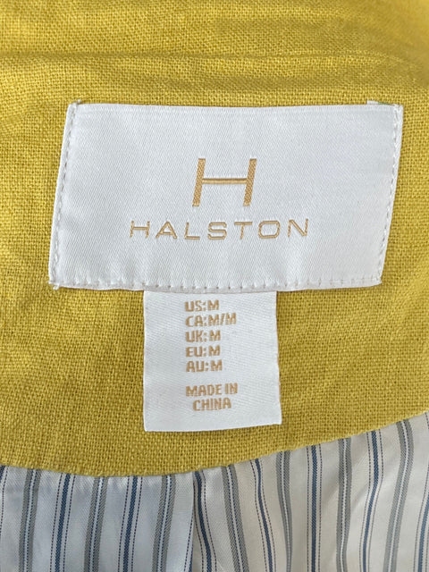 Blazer Halston Lino Bolsillos Amarillo-Talla M