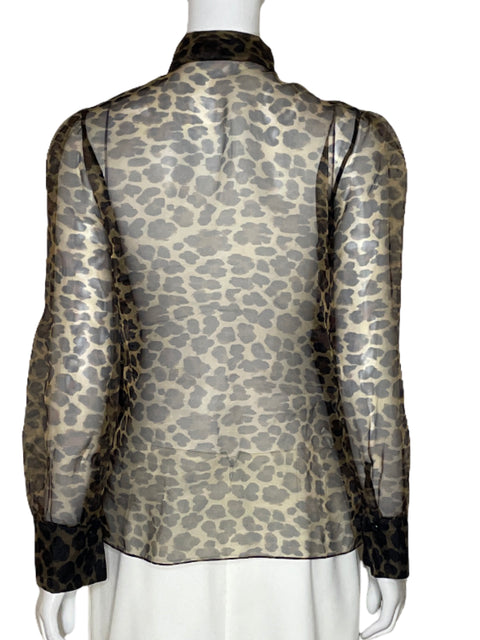 Blusa Zara Leopard Print Verde - Talla XL