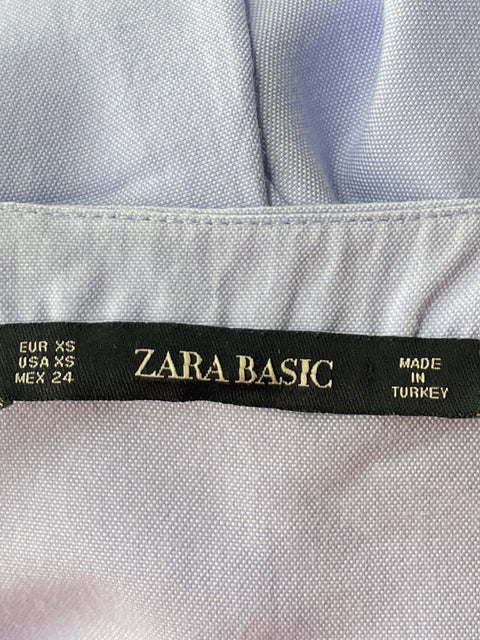 Vestido Zara Camisero Midi Azul-Talla XS