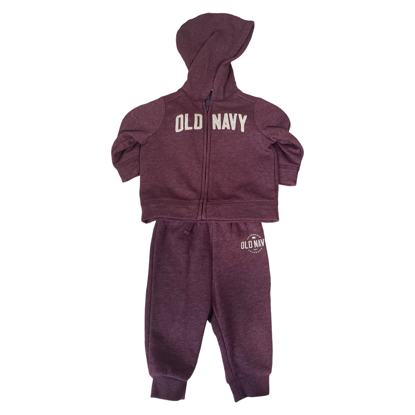 Set Old Navy Hoodie+Pantalón Rojo Vino-Talla 6M