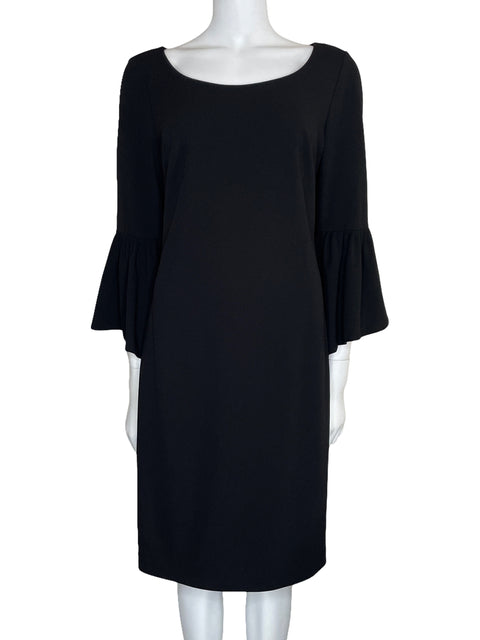 Vestido Calvin Klein Midi Mangas Fluidas Negro-Talla 12