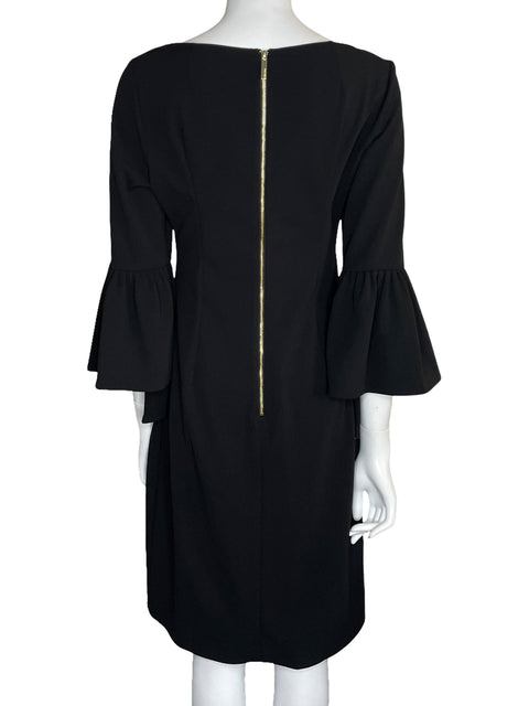 Vestido Calvin Klein Midi Mangas Fluidas Negro-Talla 12