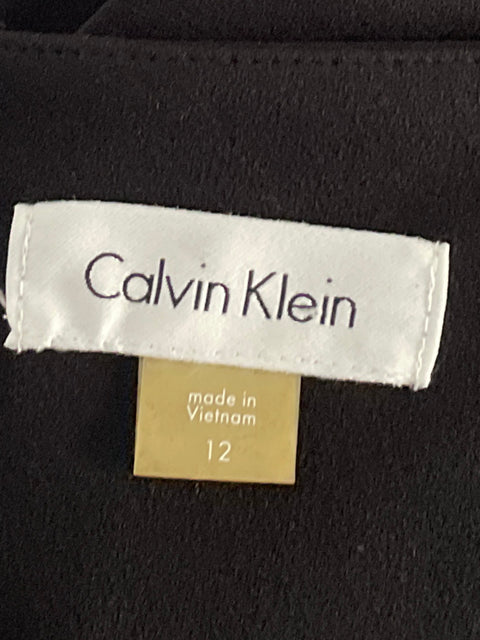Vestido Calvin Klein Midi Mangas Fluidas Negro-Talla 12
