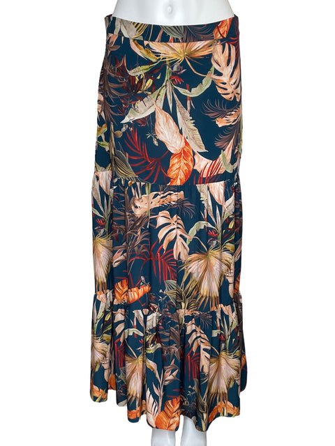 Falda Menta Maxi Tropical Azul-Talla L