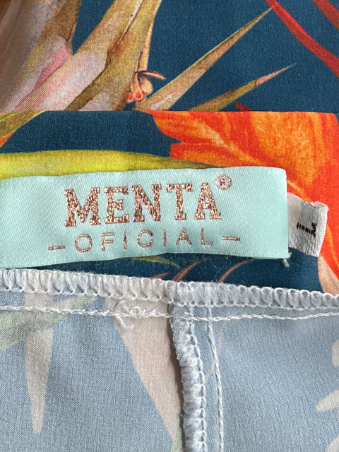 Falda Menta Maxi Tropical Azul-Talla L