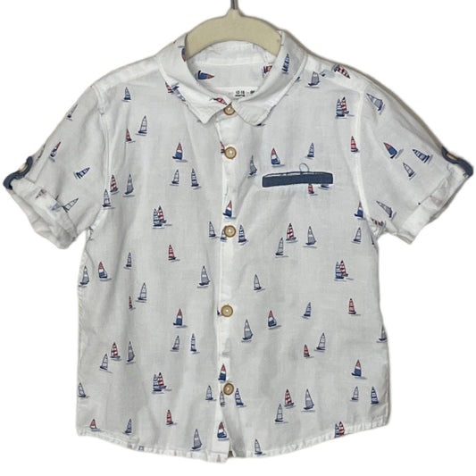 Camisa Zara Estampado Barco Blanco-talla 18M