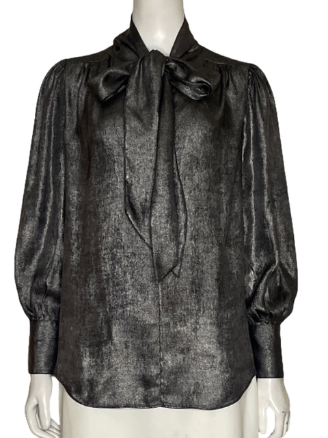 Blusa Massimo Dutti Mangas Larga Brillante Gris - Talla 6