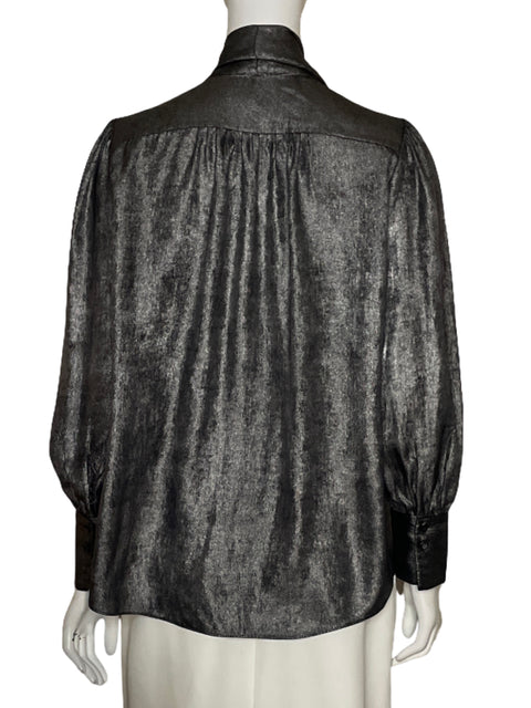 Blusa Massimo Dutti Mangas Larga Brillante Gris - Talla 6