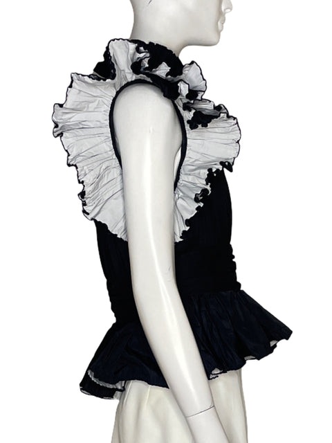 Blusa Zara Mangas Puff Drapeado Negro - Talla M