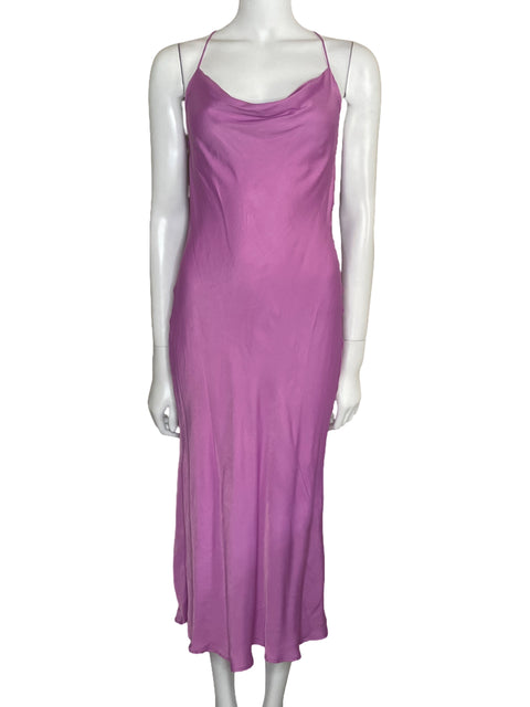 Vestido Zara Midi Fluido Tirantes Morado-Talla XS