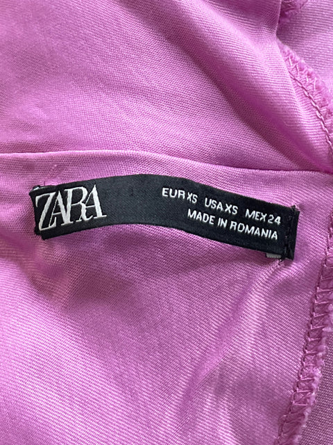 Vestido Zara Midi Fluido Tirantes Morado-Talla XS