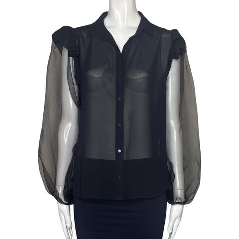 Blusa ELA Mangas TRansparentes Negro-Talla XS
