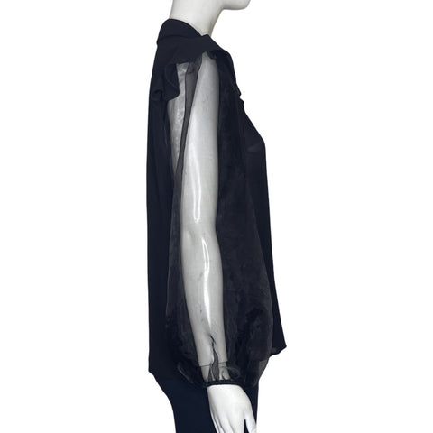 Blusa ELA Mangas TRansparentes Negro-Talla XS