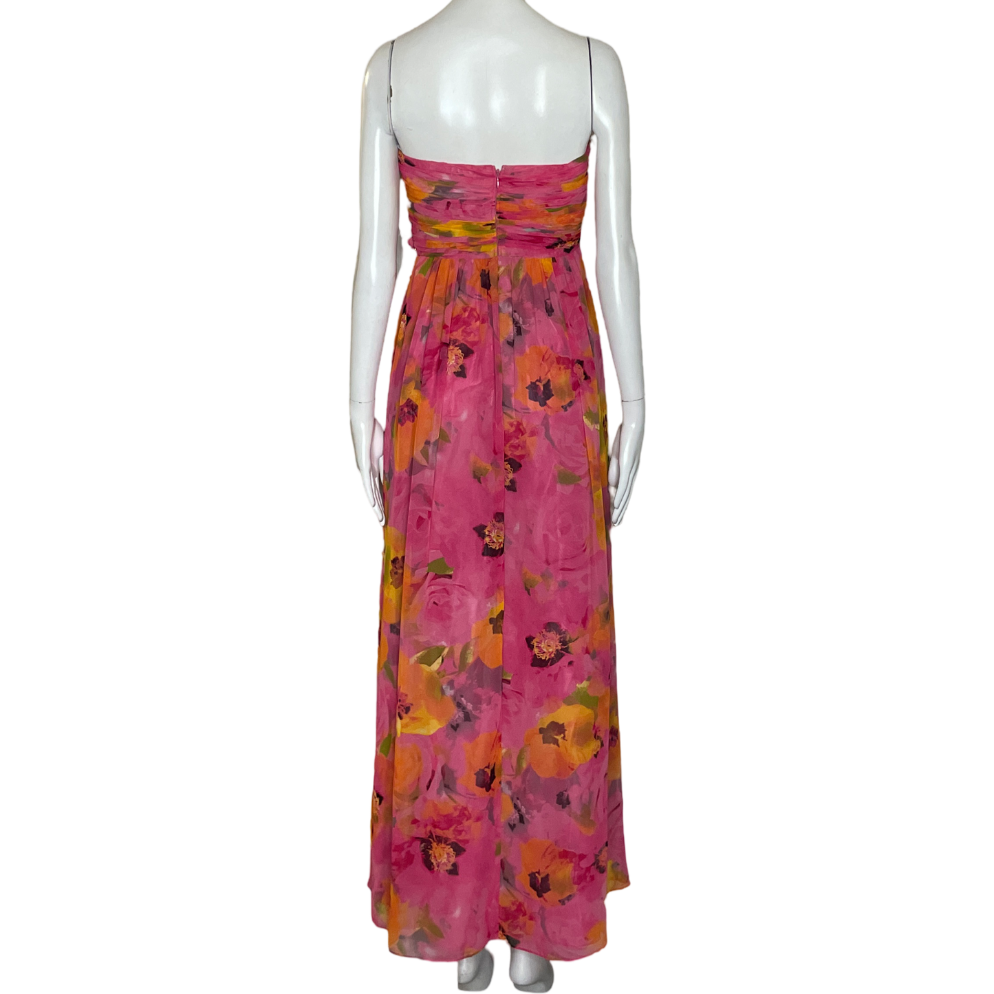 Vestido Calvin Klein StrapLess Floral Rosado-Talla 2