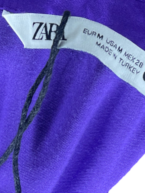 Vestido Zara Botones Brillante Morado - Talla M