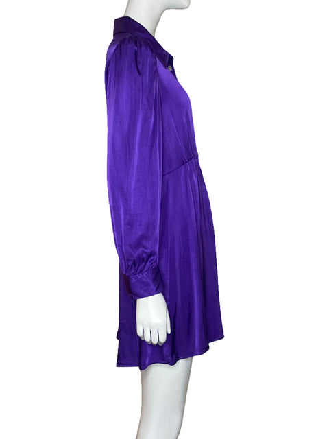 Vestido Zara Botones Brillante Morado - Talla M