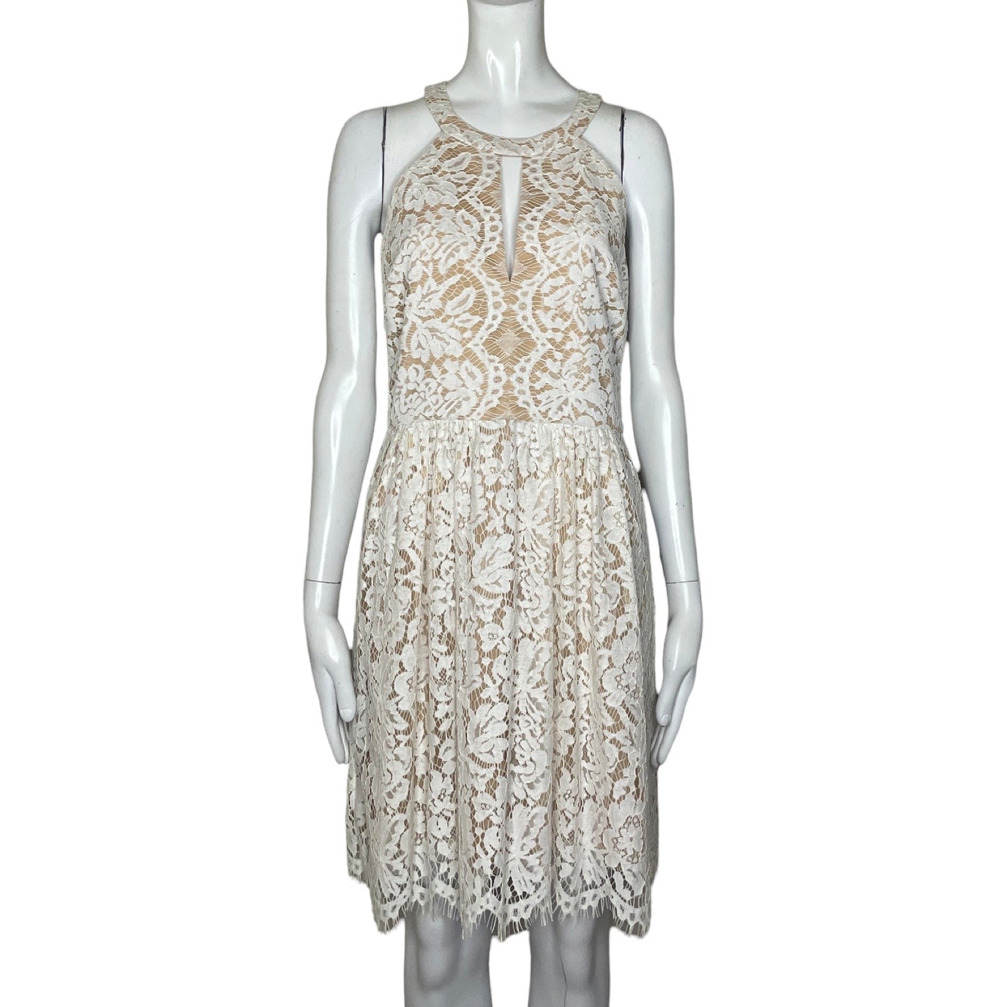 Vestido BCBG Halter Encaje Blanco - Talla 6