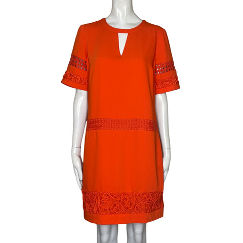 Vestido Karen Millen Cuello Redondo Naranja-Talla 8