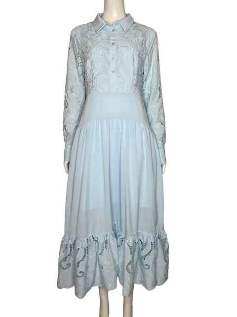 Vestido River Midi Encaje Azul - Talla M