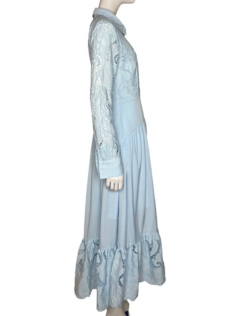 Vestido River Midi Encaje Azul - Talla M