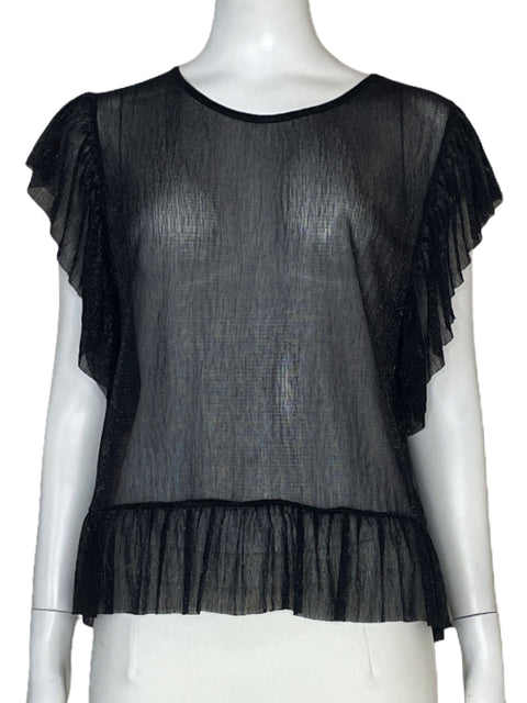Blusa Zara Vuelos Metalizada Negro-Talla M