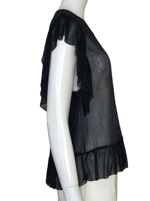 Blusa Zara Vuelos Metalizada Negro-Talla M