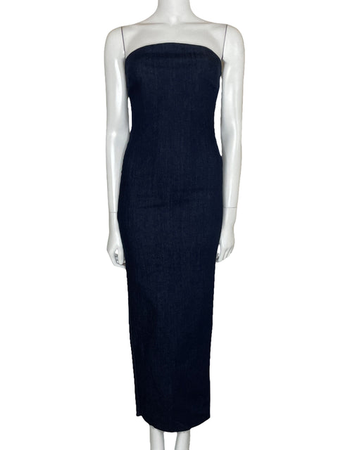 Vestido Zara Strapless Midi Denim Azul-Talla M