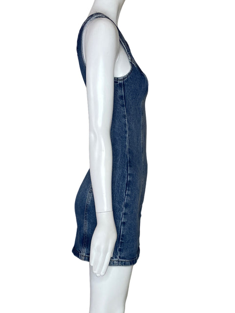 Vestido Zara Denim One Shoulder Azul-Talla XS