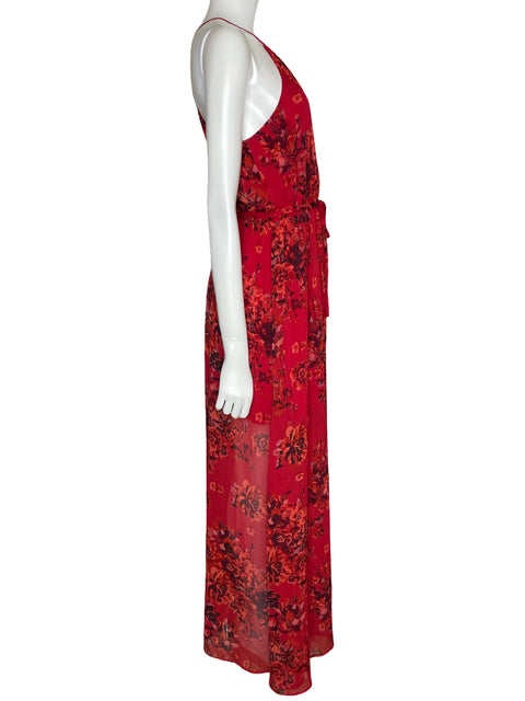 Vestido Naf Naf Halter Maxi Floral Rojo-Talla M