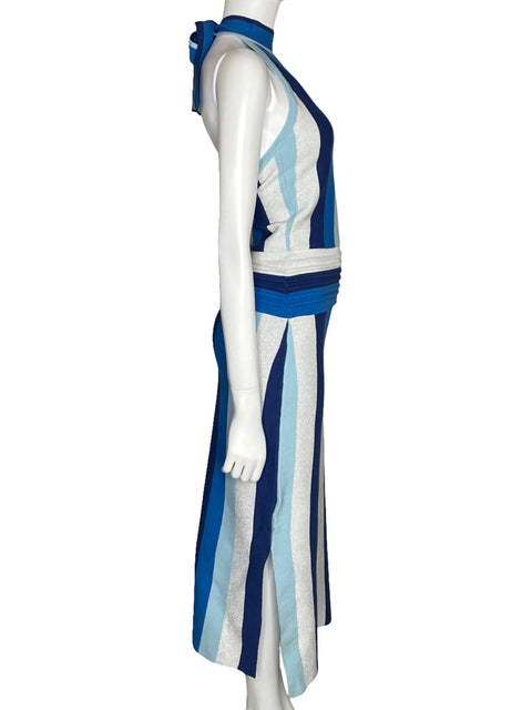 Vestido Carmen Steffens Halter Rayas Azul-Talla S