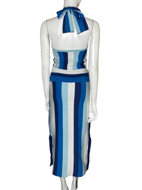 Vestido Carmen Steffens Halter Rayas Azul-Talla S