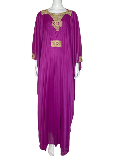 Vestido Tesoro TPS Caftan Con Bordados Fucsia - Talla XL