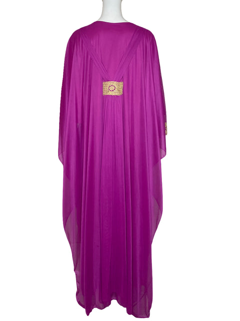 Vestido Tesoro TPS Caftan Con Bordados Fucsia - Talla XL
