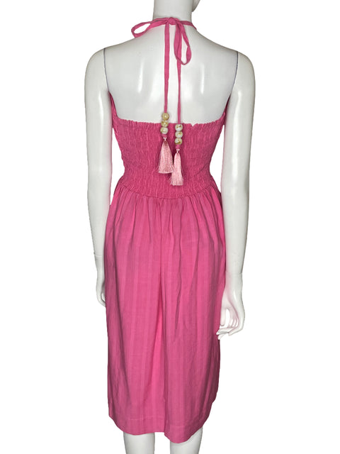 Vestido Carmen Steffens Midi Sin Mangas Rosado-Talla S