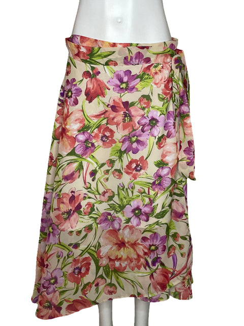 Falda Samna Envolvente Flores Beige - Talla L