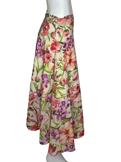 Falda Samna Envolvente Flores Beige - Talla L