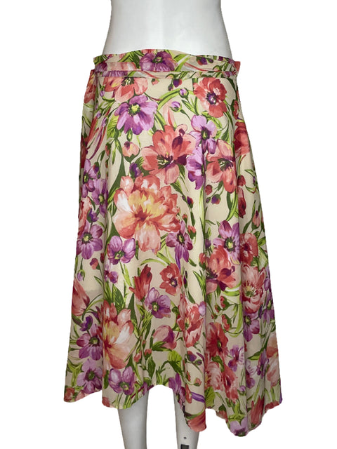 Falda Samna Envolvente Flores Beige - Talla L